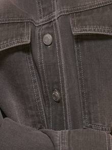 MUSERA Seam Detail Washed Denim Shirt Jacket Cool Girl Streetstyle Cute Fall Autumn Winter Spring Summer - Dark Grey - View 6