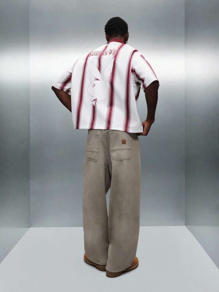 PLAYBOY X SUMWON Gestreiftes Polohemd mit Logo