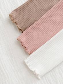 Cozy Pixies 3pcs Baby Girl Heart Pattern Knitted Soft Round Neck Ruffle Trim Long Sleeve Bodysuit Set - Apricot - View 8