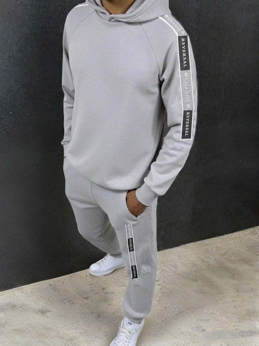 Teen Boys Back To School Floral Gray Streetwear Sweatshirt And Pants 2-Piece Set, Casual Collegiate Comfortable Fashion Minimalist Versatile Soft Fabric Suitable For Daily, School, Travel, Outdoor Activity Grey Sweatpants Set Grey Hoodie And Sweatpants Set Grey Sweatsuit  Tracksuit Grey Hooded Sweatsuit Fall Autumn And Winter