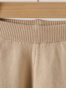 Souflis Souflis Baby Boy Peter Pan Collar Long Sleeve Plaid Casual Knit Sweater Set Autumn And Winter Two Piece Suit Baby Boys Outfit Neutral Baby Clothes Baby Boy Winter Sets Baby Boy Beige Outfit Neutral Baby Clothes Unisex - Khaki - View 7