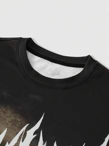 ROMWE MEN Street Life Áo thun nam cổ tròn tay dài in họa tiết tối giản - Nhiều màu - Xem 3