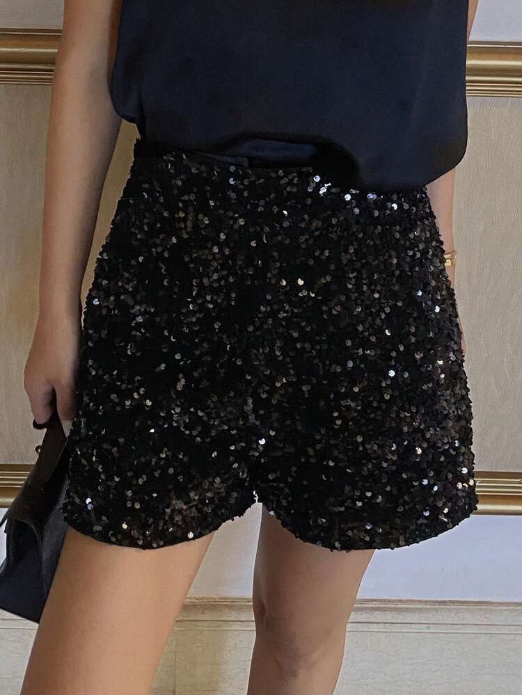 Women's Fashionable Commuter Sequin Loose Shorts,New Year Carnival