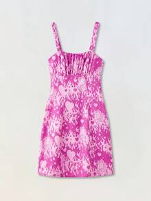 Maija GARFIELD | SHEIN Women's All-Over Print Ruched Bust Cami Dress - Hot Pink - View 6