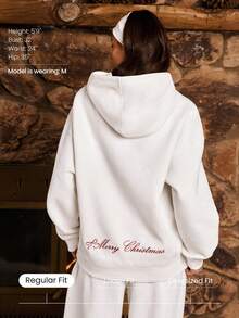 GLOWMODE Sehr fröhlicher, schwerer Fleece, weicher Plüsch, lässiger bestickter Hoodie für Feiertage, Weihnachten, Herbst, Winter, Outdoor und Alltag