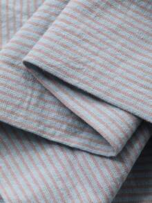 DAZY 2pcs Dog Pattern Striped Contrast Trim Loose Long Sleeve Women Pajama Set, Fall & Winter Clothes - Blue - View 7