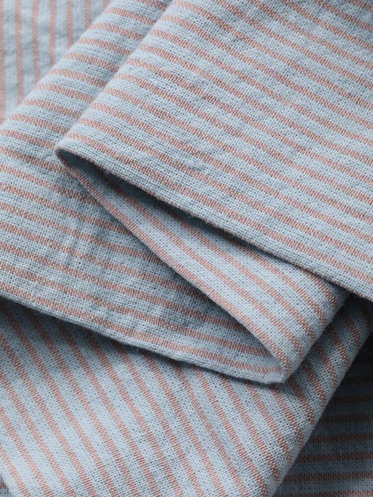 2pcs Dog Pattern Striped Contrast Trim Loose Long Sleeve Women Pajama Set, Fall & Winter Clothes