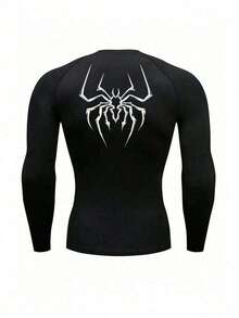 Acti Log 男士休闲运动健身跑步骑行长袖T恤 男士压缩上衣 男士压缩衬衫 男士长袖压缩衬衫 - 黑色 - 查看 3