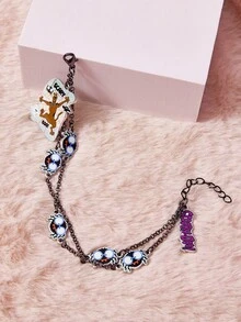 SCOOBY-DOO X SHEIN 1pc Women's Fashionable Cartoon Chain Bracelet - black nickel - View 3