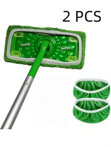 2 4 6 8 件装扁平超细纤维可水洗干湿两用易清洁兼容扫地机扁平地板拖把替换垫布家用清洁用品旋转拖把除尘器园艺工具家居装修 - 綠色 - 查看 8