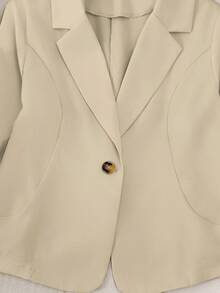 SHEIN Clasi Áo khoác Blazer thời trang thanh lịch cho nữ cỡ lớn - Màu be - Xem 3