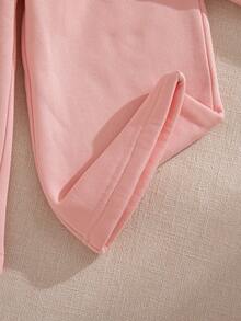 Souflis Souflis 法式复古秋冬新款浅粉色长袖3D蝴蝶结卫衣搭配浅粉色长裤，适合上学、外出及各种场合，女婴/女童两件套 - 粉色 - 查看 7