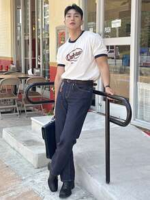 DAZY 男士字母印花撞色短袖T恤，夏季款