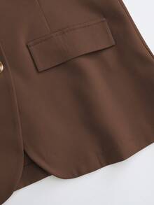 Franclia Casual Khaki Blazer Jacket Paired With Spaghetti Strap Waist Cinched Straight Dress, Women's 2 Pieces Suit Set, Versatile For Commute & Leisure, Spring/Autumn