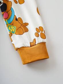 SCOOBY-DOO X SHEIN Baby Boy Cute Cartoon Puppy All-Over Print Crew Neck Long Sleeve Knit Jumpsuit - Multicolor - View 5