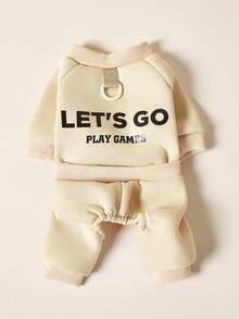 PETSIN 1pc Pet Cat Dog Universal Round Neck Pullover, Apricot Pink Gray Hoodie, Elastic And Comfortable Four Legged Clothes, Fashionable Printed Basic Style, Can Pull Dog Jumpsuit - Multicolor - View 20