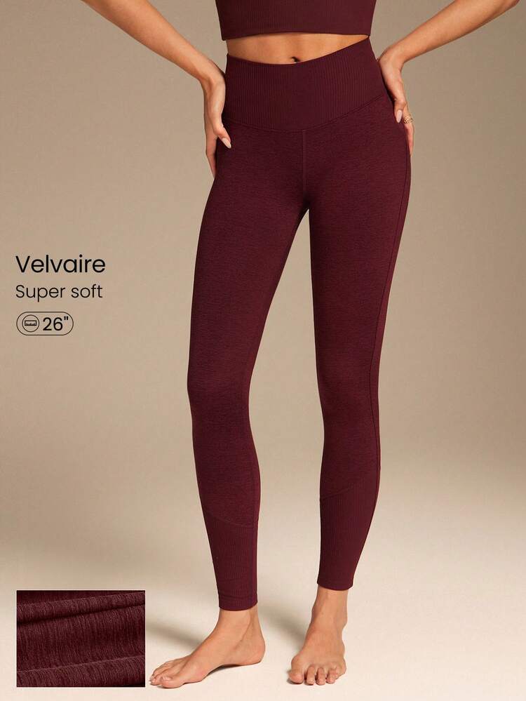 26"  Form Ribbed Textured High-Rise Waist Leggings Yoga Pilates Studio Daily Casual Wear Spring Summer