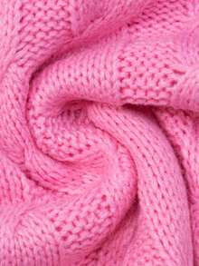 INAWLY Sudadera con capucha casual de cuello de embudo de punto trenzado vintage para mujer, rosa - Rosa Fucsia - Ver 5