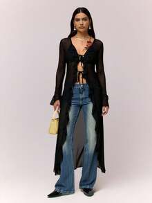 SHEIN PETITE Women's Autumn Contrast Ribbon Welt Bow Embroidery Casual Sports Jacket, Suitable For Going Out