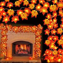 1条3/6米枫叶串灯，经典塑料枫叶LED仙女灯，适用于感恩节派对墙面装饰，电池供电，室内房间装饰灯，壁炉装饰，桌面装饰枫叶灯串 - 暖光 - 查看 3