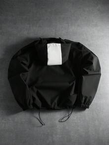 PAVTROS 男士休闲撞色拉链连帽长袖夹克，男士科技风街头风拉链黑白夹克 - 黑色 - 查看 2