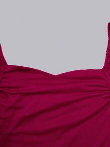 Sparklyn Teen GirlChristmas Party Long Sleeve Snug Fit Dress, Red - Burgundy - View 5