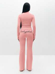 BABYPHAT Quần legging ống rộng cạp cao co giãn thoải mái mặc thường ngày cho nữ - Màu Hồng baby - Xem 6