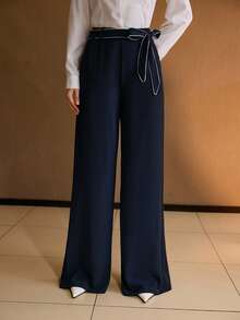 MOTF PREMIUM WOMEN'S CASUAL PANTS, SIMPLE DESIGN, ELEGANT NAVY BLUE, AUTUMN/WINTER NEW ARRIVAL - Navy Blue - View 4