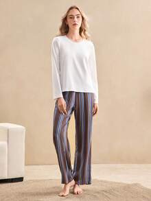 EverLounge Women's Comfortable Long Sleeve & Long Pants Pajama Set, Matching Family Sleepwear, Fall & Winter Clothes - Multicolor - View 2