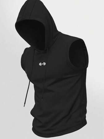 Manfinity Sport Corelite Men's Drawstring Hooded Black Sports Tank Top Breathable Comfortable Slim Fit For Gym Casual Sleeveless Hoodie Gym Top
