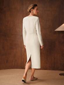 MOTF PREMIUM VESTIDO PLISADO DE METAL - Albaricoque - Ver 3