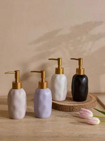Cirelle 1pc Minimalist Ceramic 4-Color Lotion Pump Bottles, Shampoo, Body Wash & Hand Soap Dispenser Bottles For Home Use