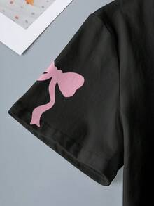 THE POWERPUFF GIRLS X SHEIN Tween Girl Summer Casual Cartoon Blossom, Bubbles, Buttercup Pattern Short Sleeve T-Shirt