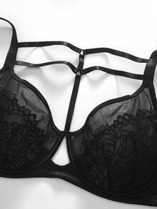 1pc Women's Sexy Lace Patchwork Bra Lingerie Bra - Black - View 10