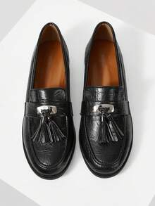 MOTF WOMEN'S COMFORTABLE ELEGANT RETRO BRITISH STYLE SLIP-ON LOAFERS FLAT SHOES FOR CHRISTMAS - Black - View 1