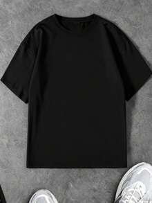 Coolqubz Teenage Boys' Fashionable Casual Crew Neck Short Sleeve T-Shirt - Black - View 2