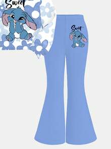 SHEIN Happikins 可爱卡通蓝色兔子针织图案，蓝色渐变花卉，女婴休闲简约针织柔软套头衫套装，适合秋冬季节，舒适保暖，充满圣诞氛围，是圣诞礼物的理想之选，也是秋冬外出穿搭的完美选择，轻松舒适，适合婴幼儿和女童秋冬叠穿，时尚女童，休闲装，女婴图案上衣，新款，秋季新款，冬季时尚 - 彩色 - 查看 7