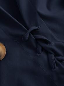 SHEIN MOD 海军蓝收腰长袖女式风衣，女式风衣，秋季女装 - 藏蓝色 - 查看 4