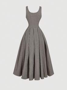 SHEIN MOD Robe mi-mollet beige élégante pour femmes, col à revers, boutonnage devant et taille cintrée, rétro, vintage, tenue de vacances, de concert country, de concert pour femmes, bohème, tenues de brunch pour femmes, tenues de bureau pour femmes, robe de garden-party, vêtements de travail pour femmes, tenues de bureau pour femmes, vêtements de rentrée scolaire, tenue d'aéroport pour femmes, robe vintage, robe des années 50