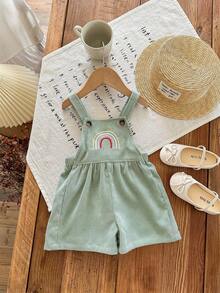 SHEIN Mono informal con bordado de arcoíris verde para bebé recién nacida - Multicolor - Ver 6