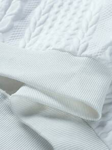 Manfinity CasualCool 男士加大码休闲纯色纹理半拉链立领卫衣，男士新款秋季纯白简约休闲套头卫衣，男士百搭单品，适合日常通勤和旅行，男士绞花针织衫，男士针织卫衣，四分之一拉链休闲绞花针织四分之一拉链卫衣，长袖上衣