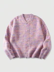 ROMWE MEN Street Life Men's Casual Zip-Up Cardigan Sweater, For Winter - Multicolor - View 3