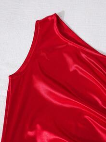 SHEIN Teen GirlHigh-Quality Bridesmaid Dress, Pleated Slit, Elegant For Weddings, Banquets, Birthdays, Performances