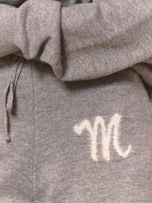 MUSERA 针织系带直筒裤“M”码，冬季居家休闲舒适工作可爱优雅休闲春季款 - 灰色 - 查看 6