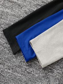SHEIN Set de 3 camisetas gráficas casuales con letras para niño preadolescente, en negro, blanco y verde, adecuadas para ir al trabajo, la escuela, uso casual diario, deportes, otoño/invierno - azul real - Ver 5