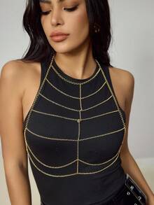 CUCCOO SZL 1pc Gold Body Chain, Sexy Chest Chain, Beach Jewelry - Yellow Gold - View 6