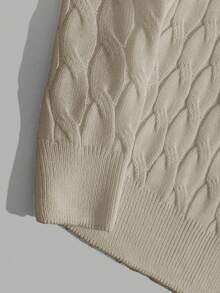 EURMUSE Men Cable Knit Regular Crew Neck Sweater - Apricot - View 6