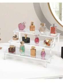 Klares Acryl Kosmetikregal - Mehrstöckiger Organizer für Make-up und Pflegeprodukte, großer Kapazität Schminktisch Aufbewahrungsständer - Verschiedenfarbig - Übersicht 15