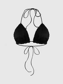 ROMWE Avant Bikini hai dây đính đá đính chéo gợi cảm Y2K thu/đông - màu đen - Xem 2