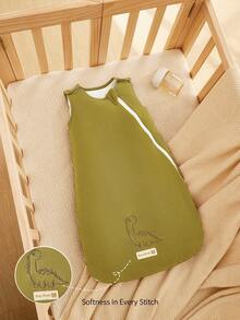 Cozy Pixies 秋冬季刺绣恐龙婴儿睡袋（1个装），厚实柔软保暖，适合新生儿日常使用，通过Oeko-Tex认证 - 墨綠色 - 查看 1